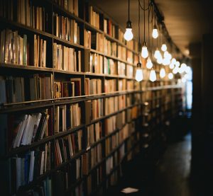 An aisle in the stacks of a library, where marking the books with RFID tags would be a platform component upgrade