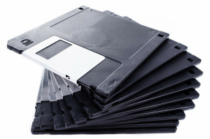 A stack of floppy disks