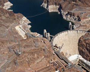 Hoover Dam, aerial view, September 2017