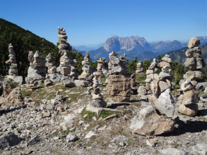 Rock cairns in a wilderness area